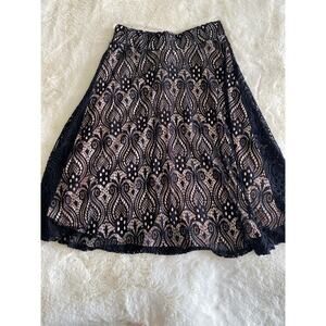 Myth Whimsigoth Black Lace Cutout Pink Lining Flare‎ Skirt Women’s Sz S